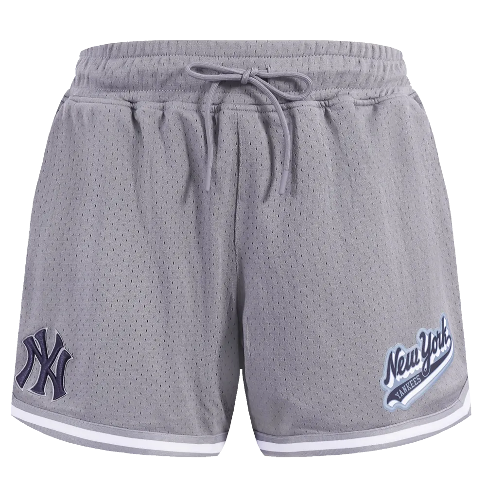 MLB NEW YORK YANKEES SCRIPT TAIL WOMEN'S MESH TAPE SHORT (GRAY)