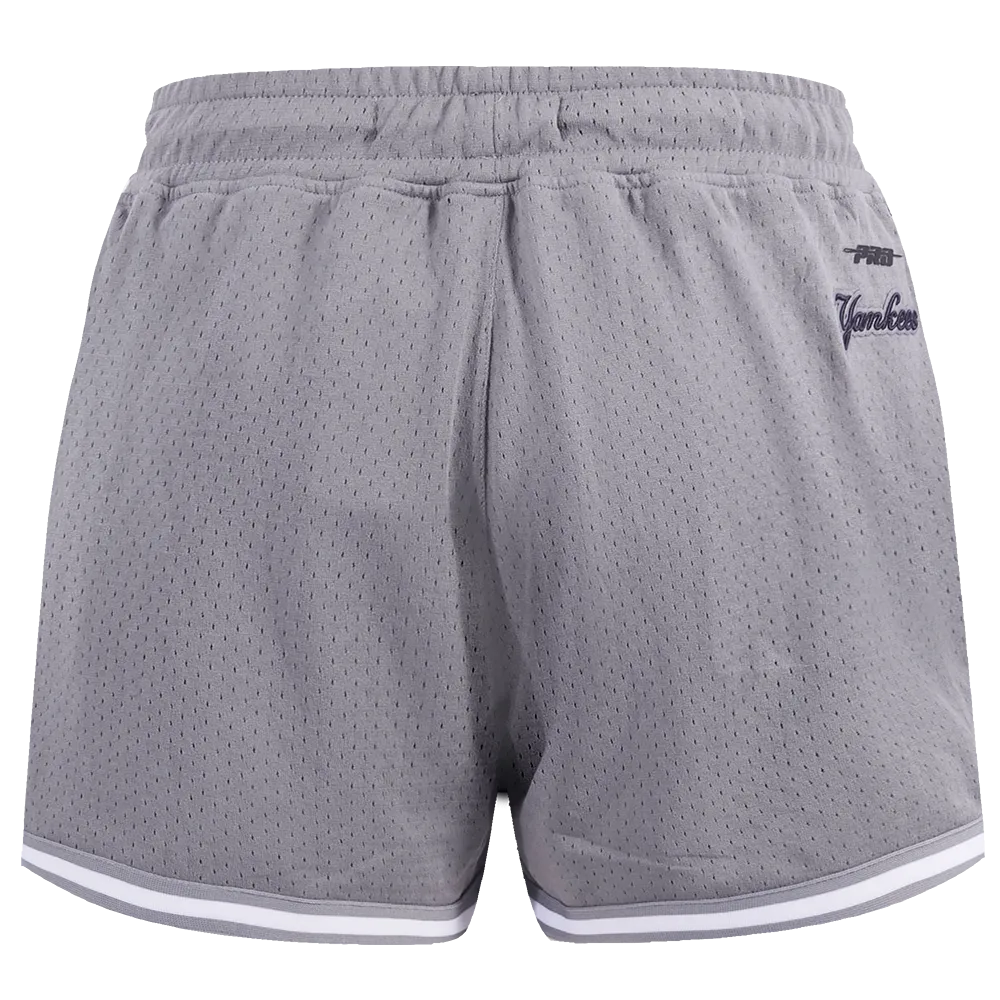 MLB NEW YORK YANKEES SCRIPT TAIL WOMEN'S MESH TAPE SHORT (GRAY)