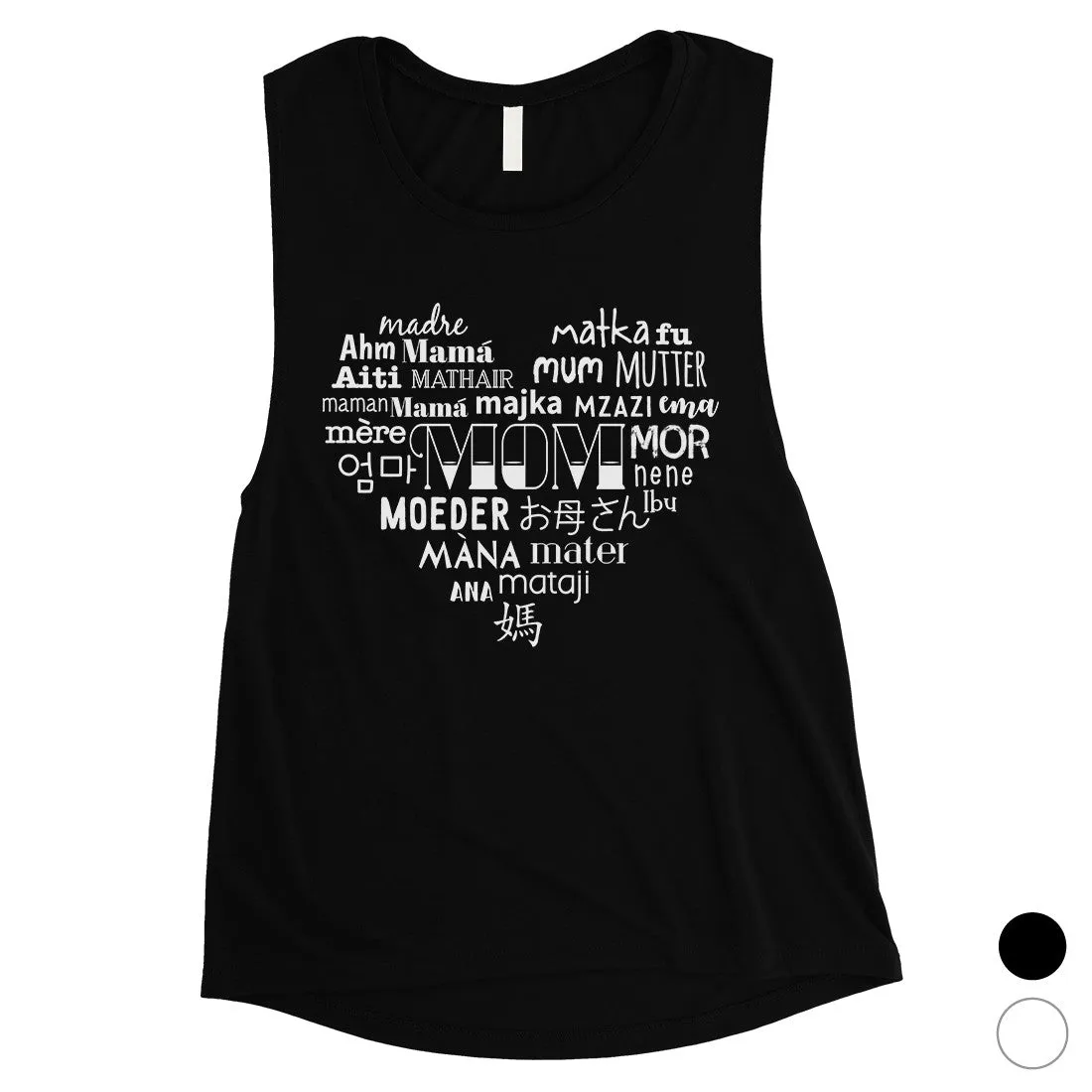 Mom Different Languages Womens Muscle Tank Top Workout Mom Gift