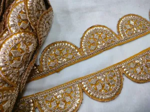 Mustard Zardozi Scalloped Trim