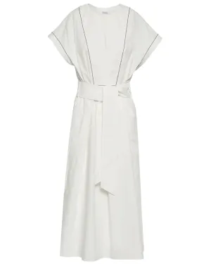 Natural Cotton Poplin Cap Sleeve Dress