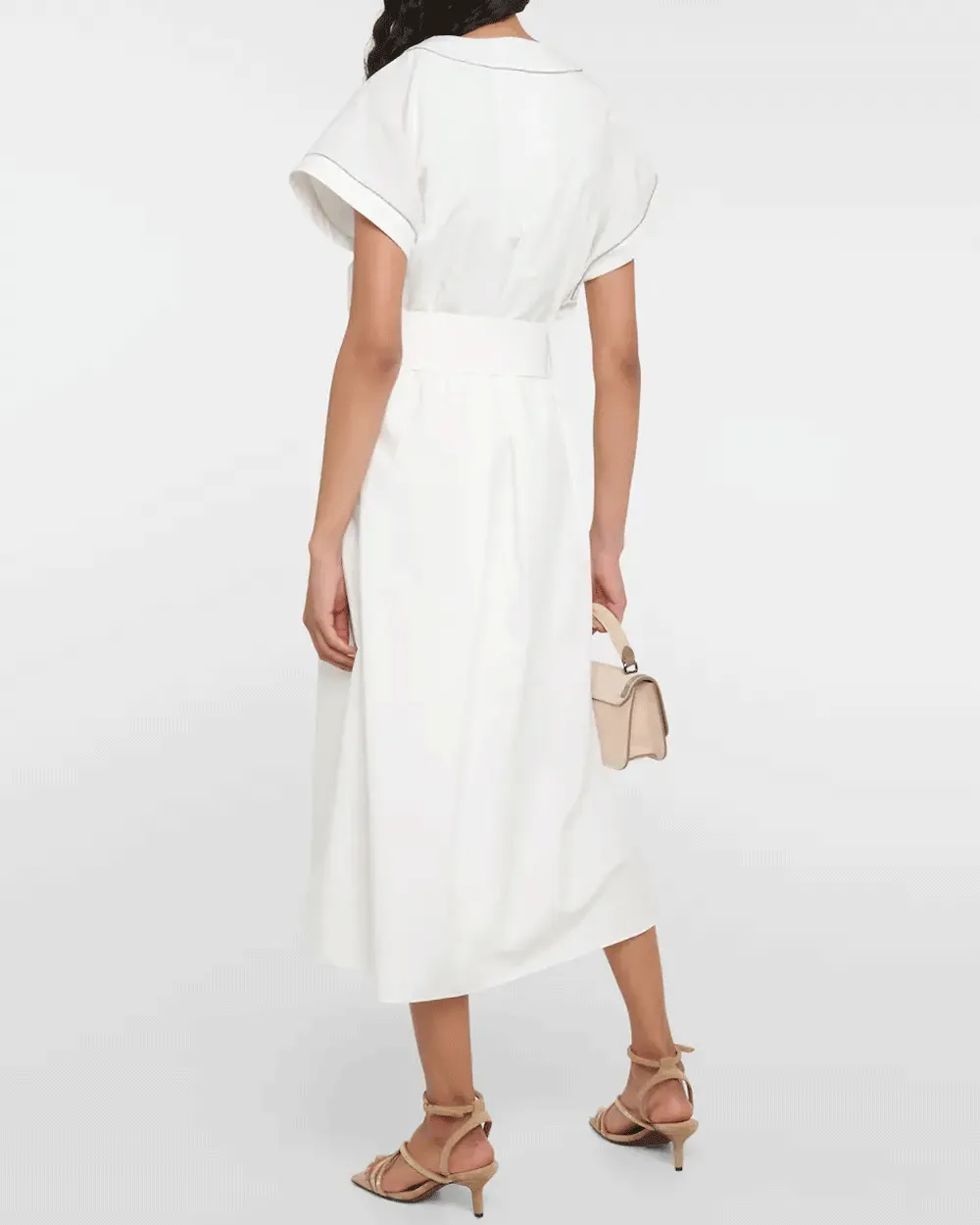 Natural Cotton Poplin Cap Sleeve Dress