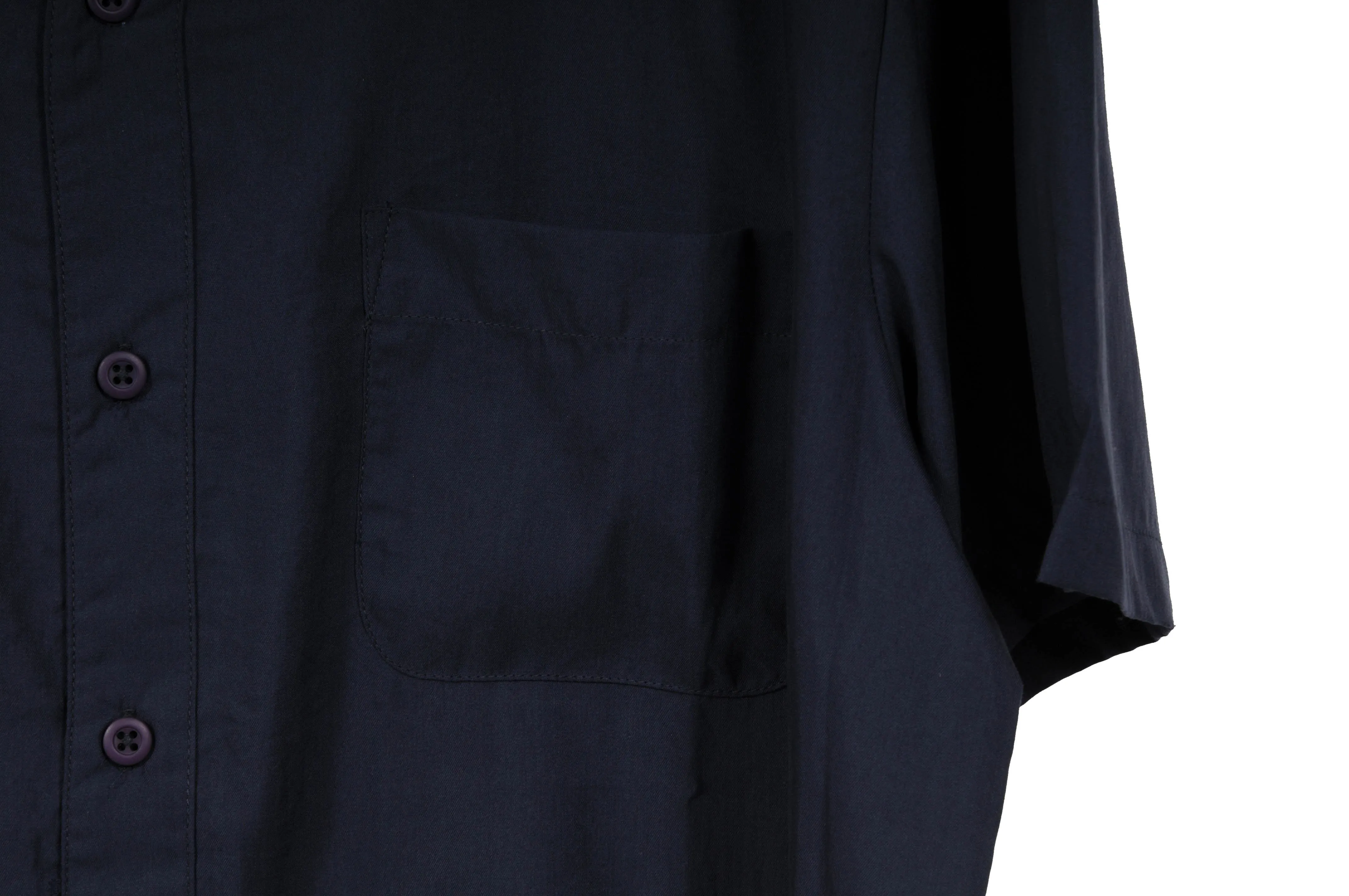 Navy Blue V Neck Pocket Button Down Shirt