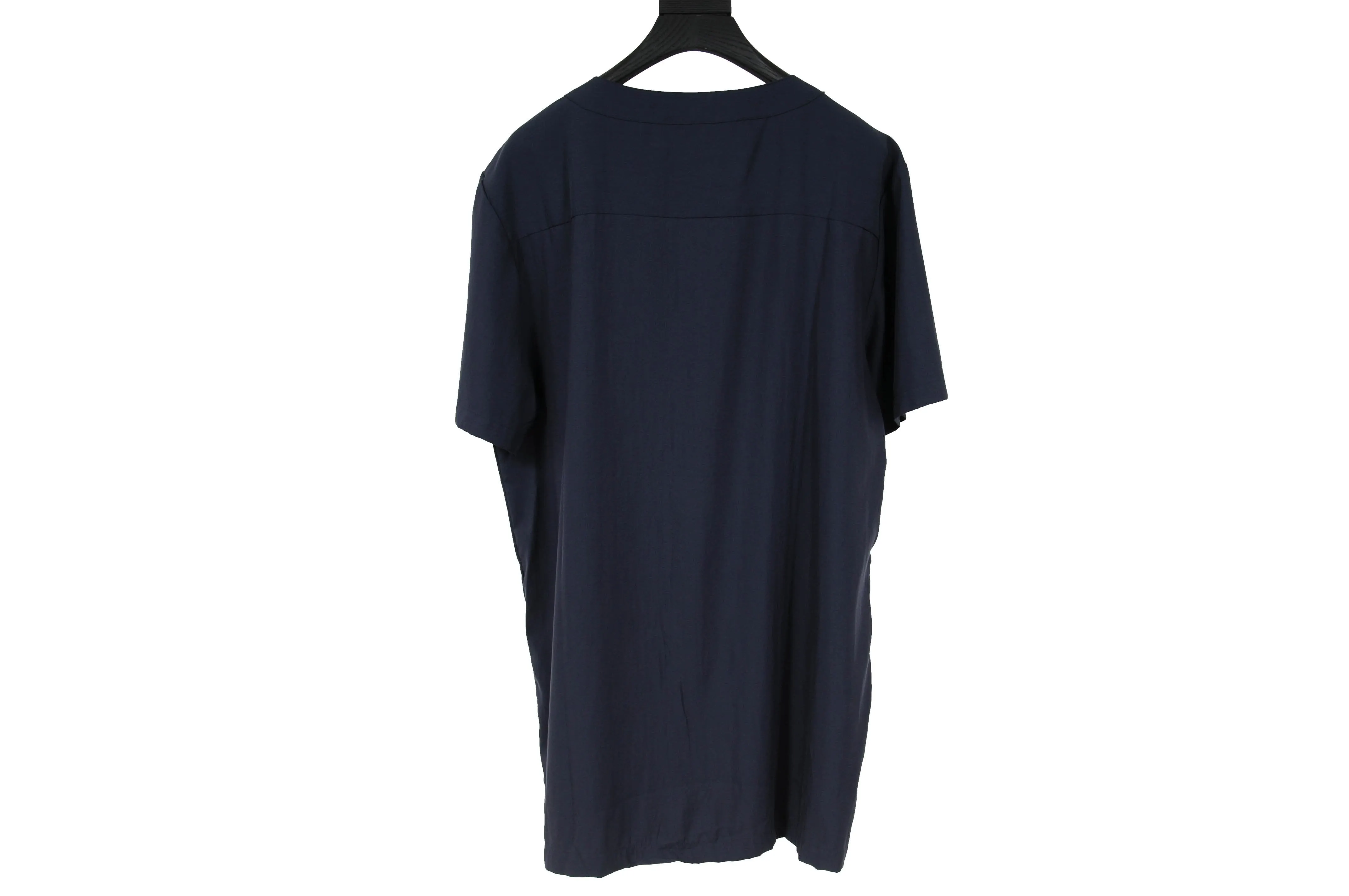 Navy Blue V Neck Pocket Button Down Shirt