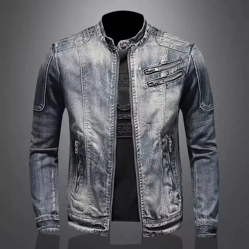 New Arrival  Toxic Men's Fusion Vintage Stand Collar Zip-Up Jacket Burberyy London Original