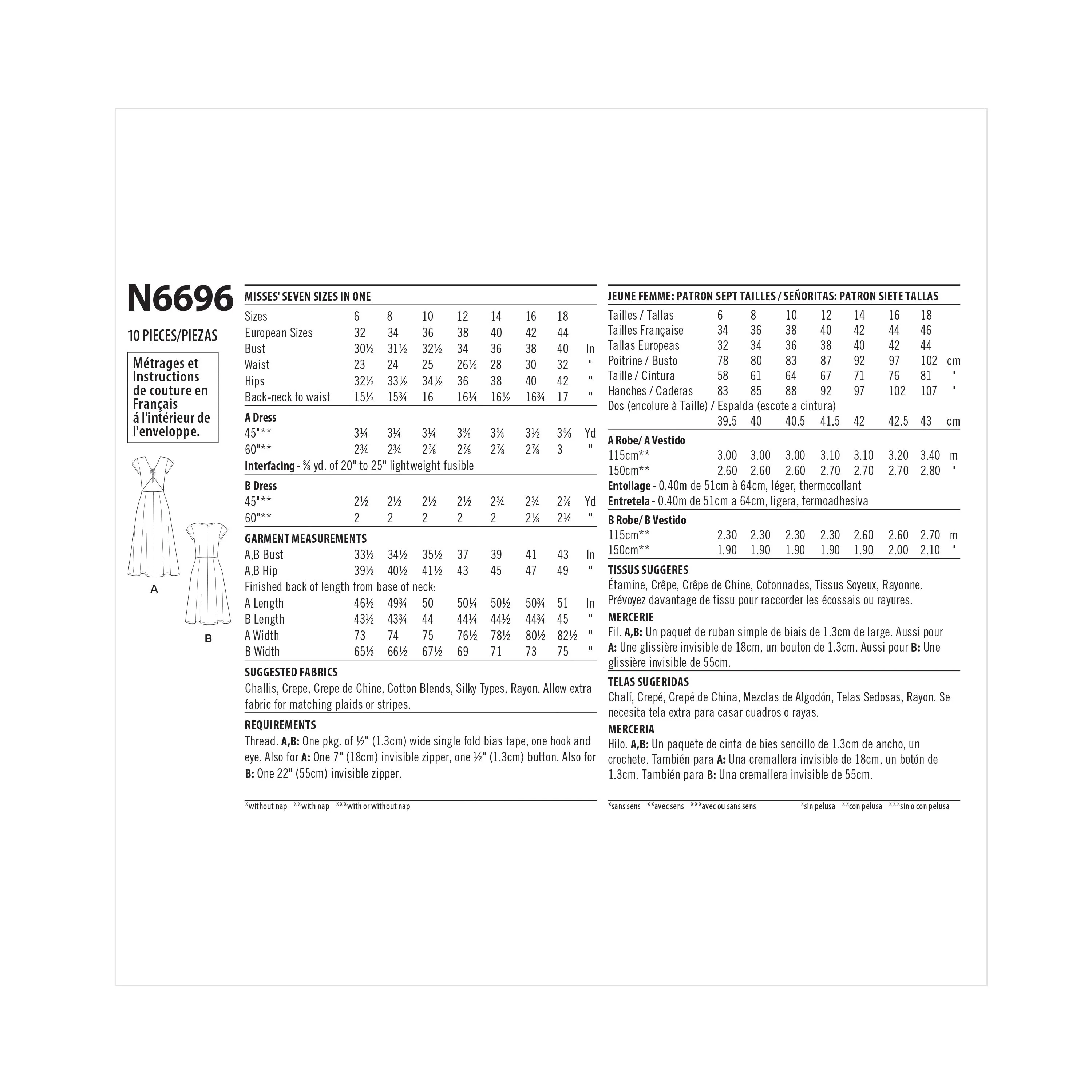 Newlook Pattern N6696 Misses Dresses