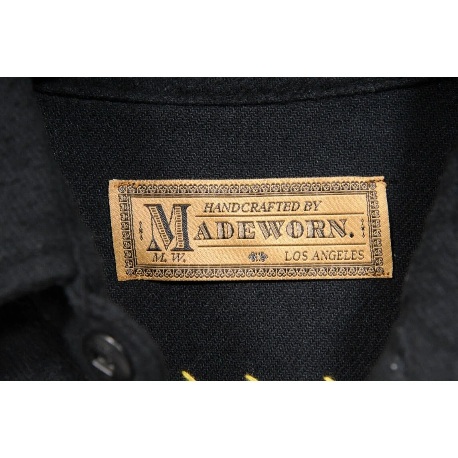 Nirvana Button Down Shirt Black Yellow Distressed Overshirt Jacket