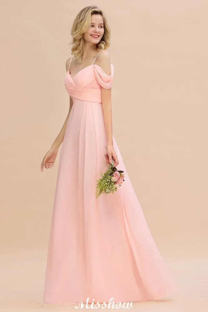 Off Shoulde straps Aline Bridesmaid Dress Chiffon Maid of Honor Dress