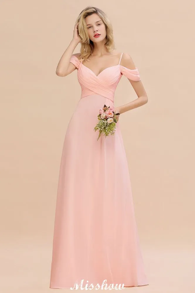 Off Shoulde straps Aline Bridesmaid Dress Chiffon Maid of Honor Dress