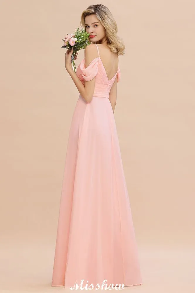 Off Shoulde straps Aline Bridesmaid Dress Chiffon Maid of Honor Dress