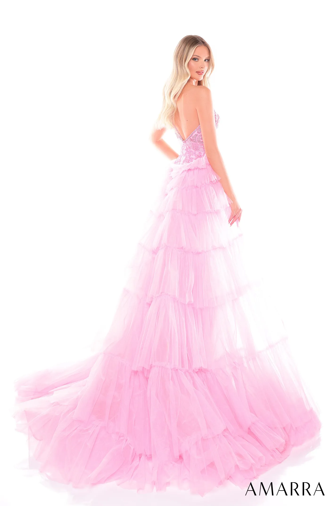 One Shoulder Tiered Mermaid Dress by Amarra 88147