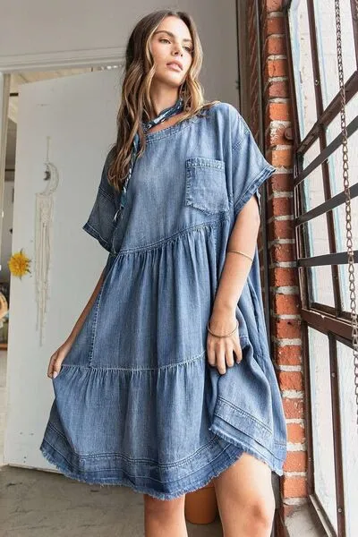 Oversized Tier Mini Dress