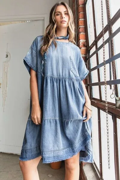 Oversized Tier Mini Dress