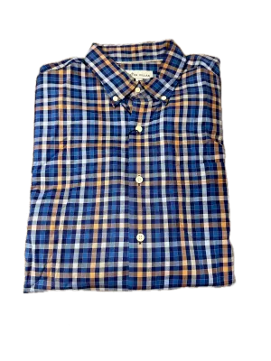 Peter Millar Navy & Orange Check Button Down