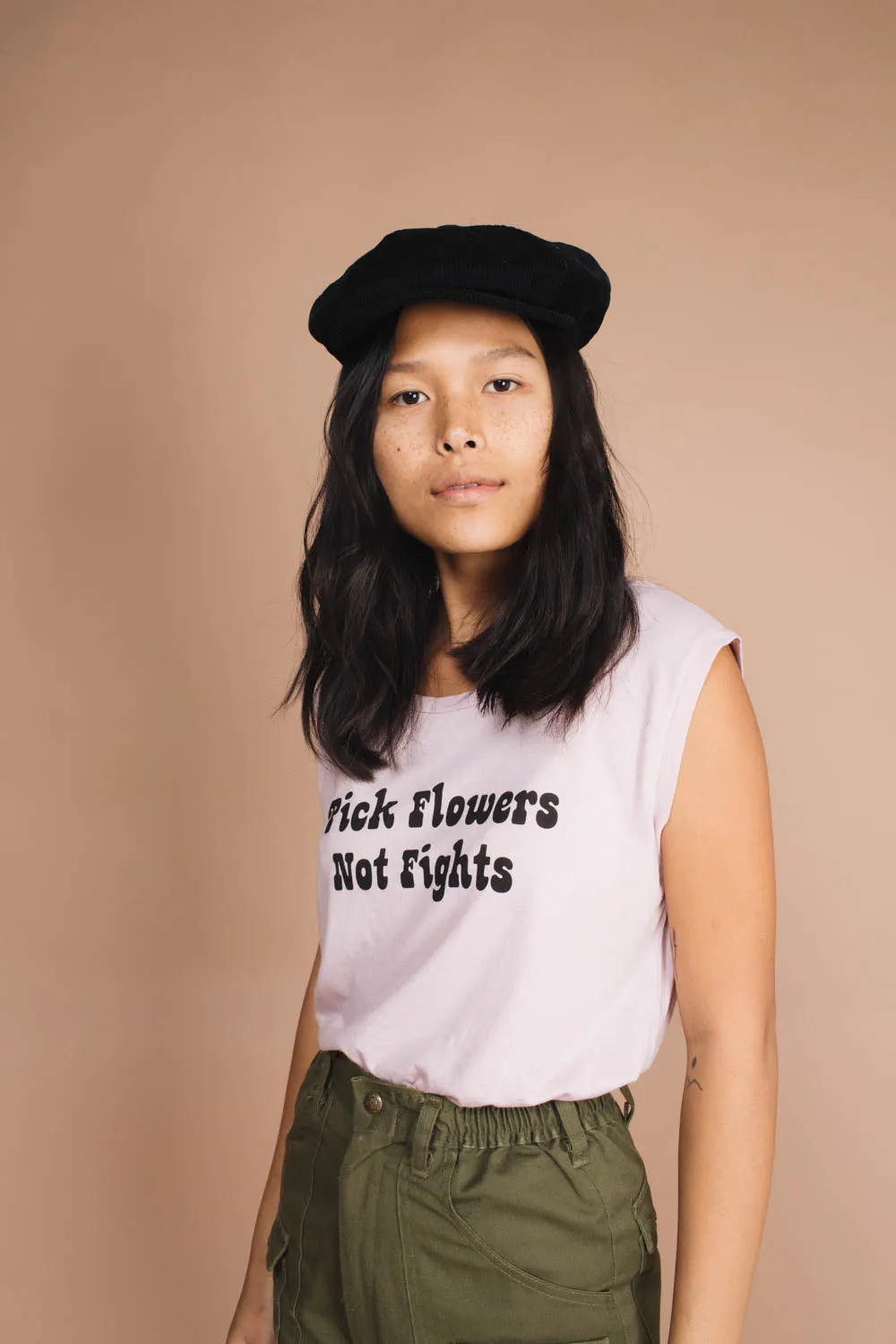 Pick Flowers Not Fights Muscle Tee for Women