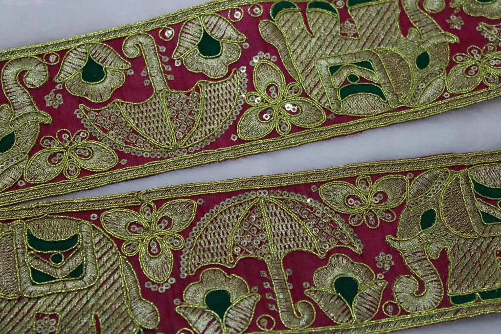 Pink Fancy Zari Work Embroidered Border