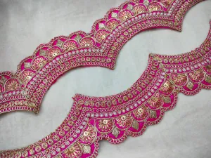 Pink Scalloped Embroidered Lace