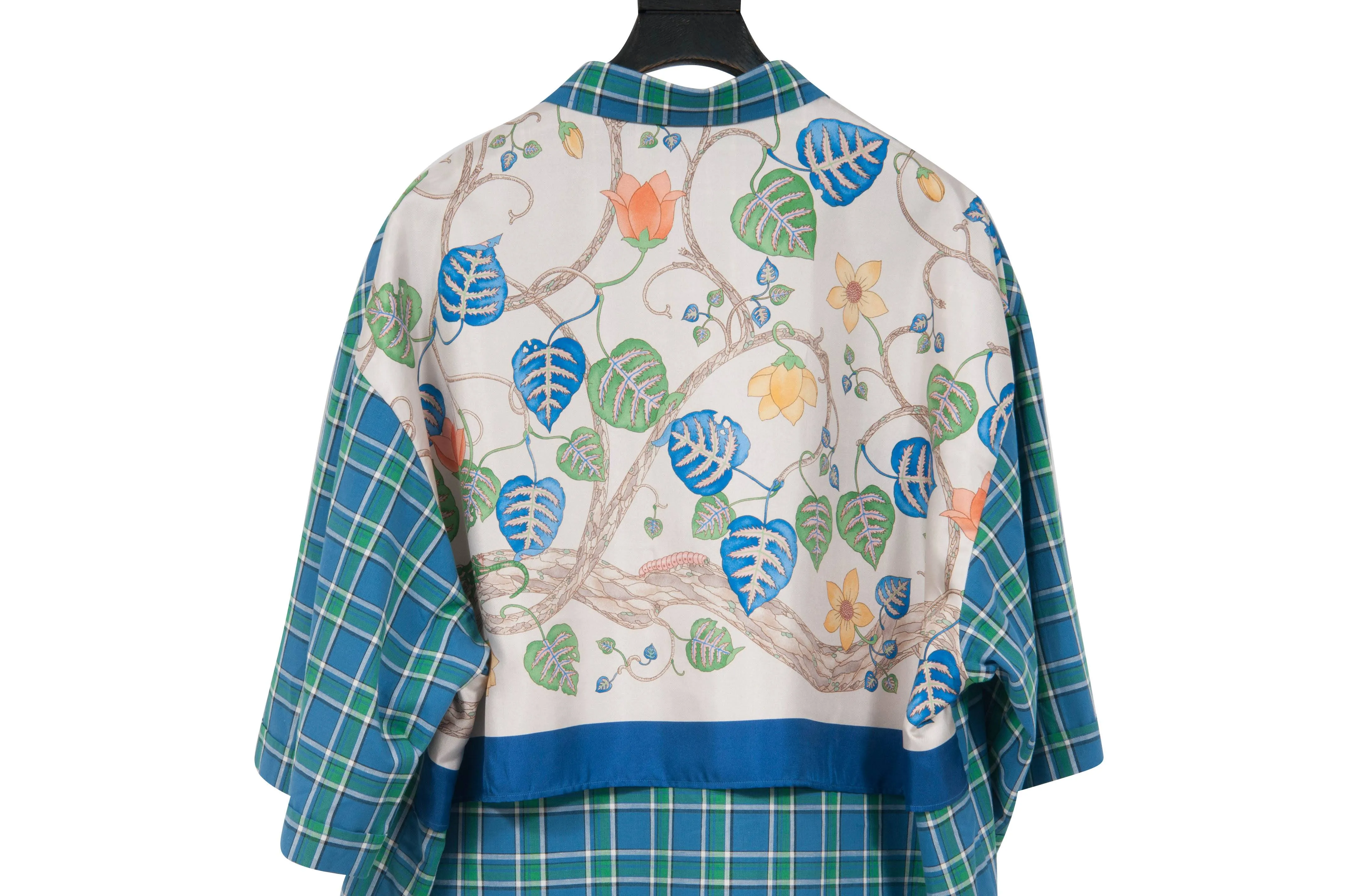 Plaid Button Down w/ Floral Silk Back