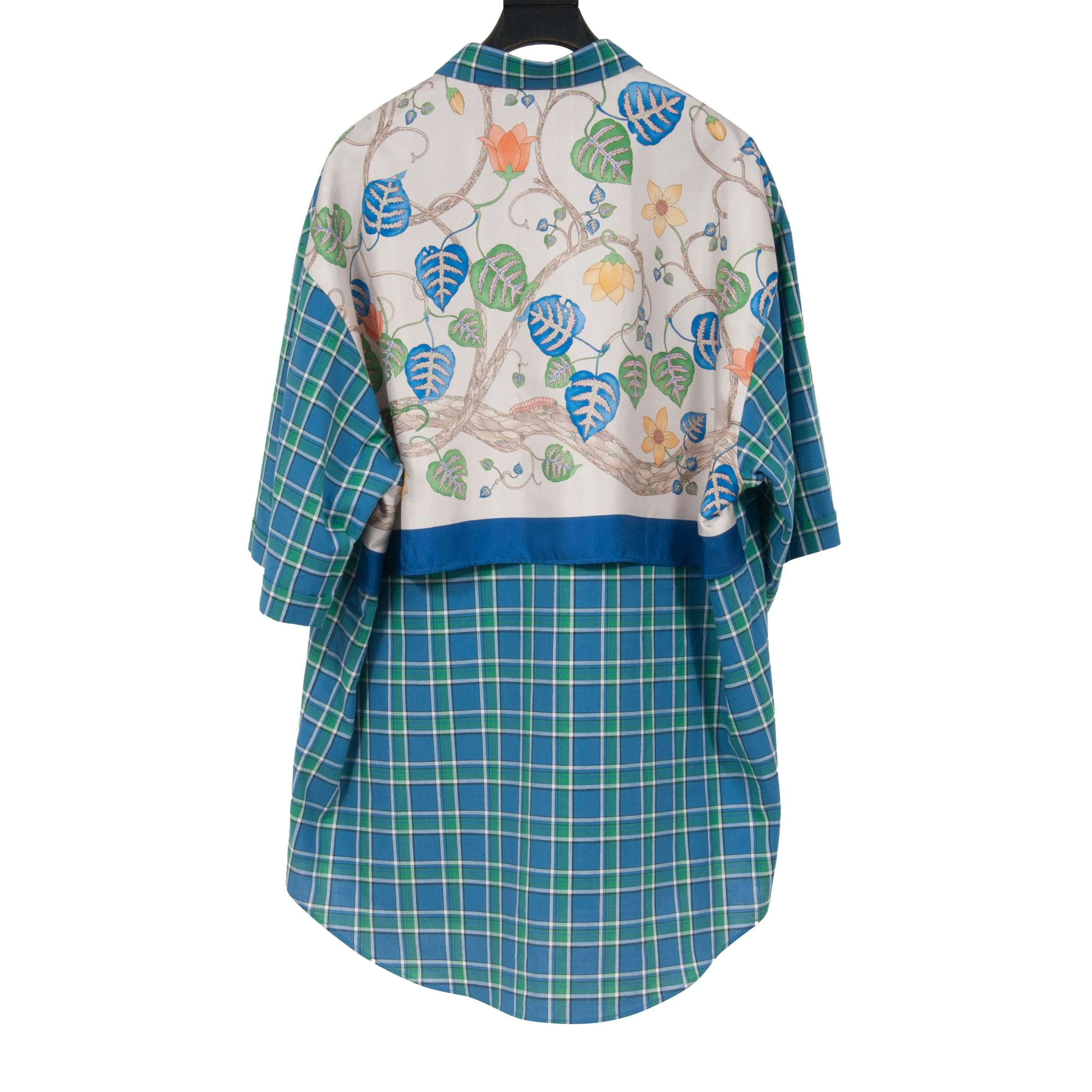 Plaid Button Down w/ Floral Silk Back