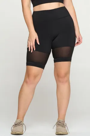 Plus Size High Energy Active Mesh Biker Shorts