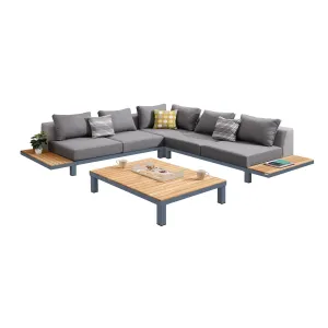 Polo - 4 Piece Outdoor Sectional Set With Cushions And Modern Accent Pillows - Dark Gray