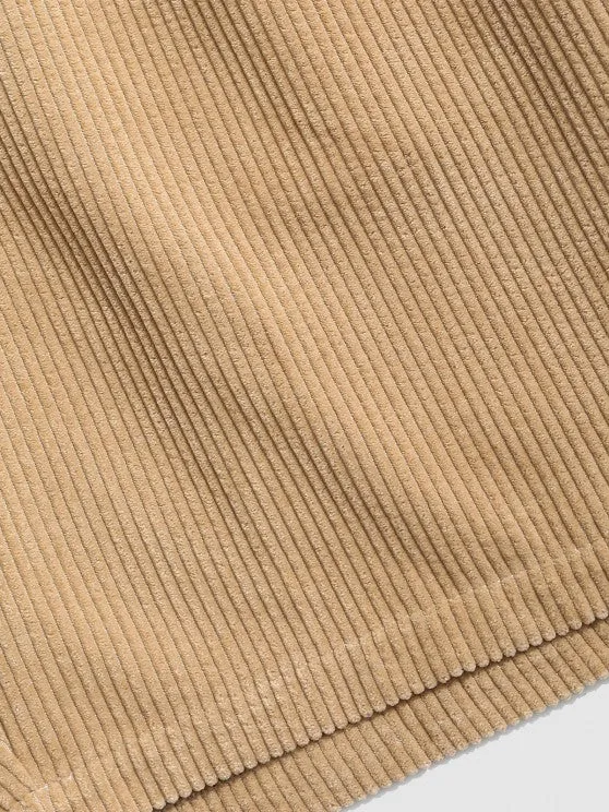 Polo Collared Corduroy Shirt And Shorts
