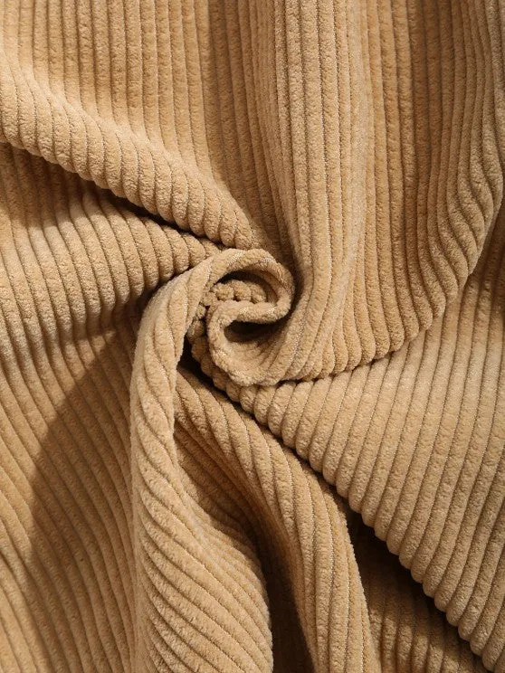 Polo Collared Corduroy Shirt And Shorts