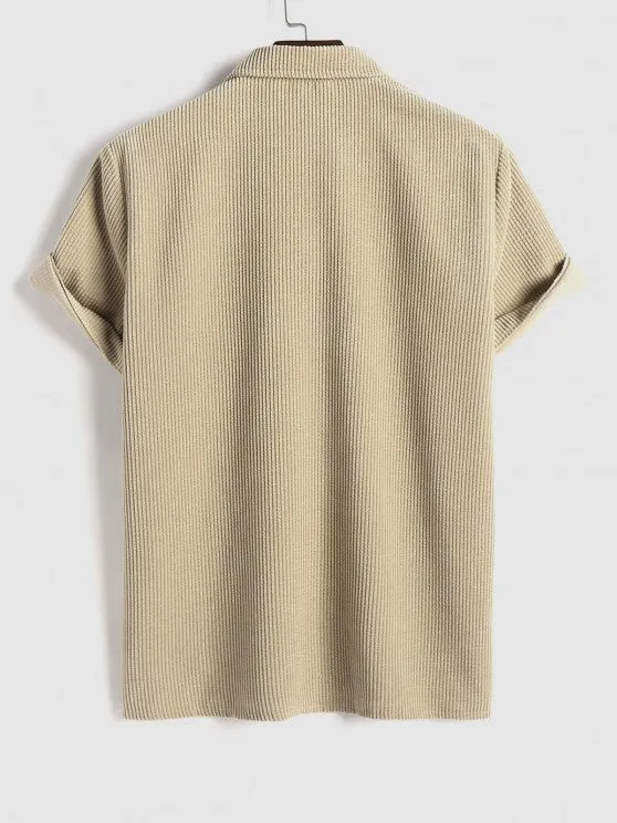 Polo Collared Corduroy Shirt And Shorts