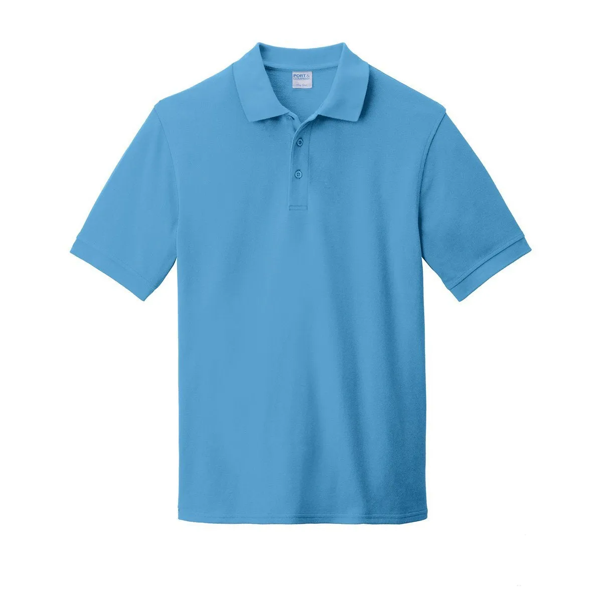 Port & Company Men's Aquatic Blue Ring Spun Pique Polo