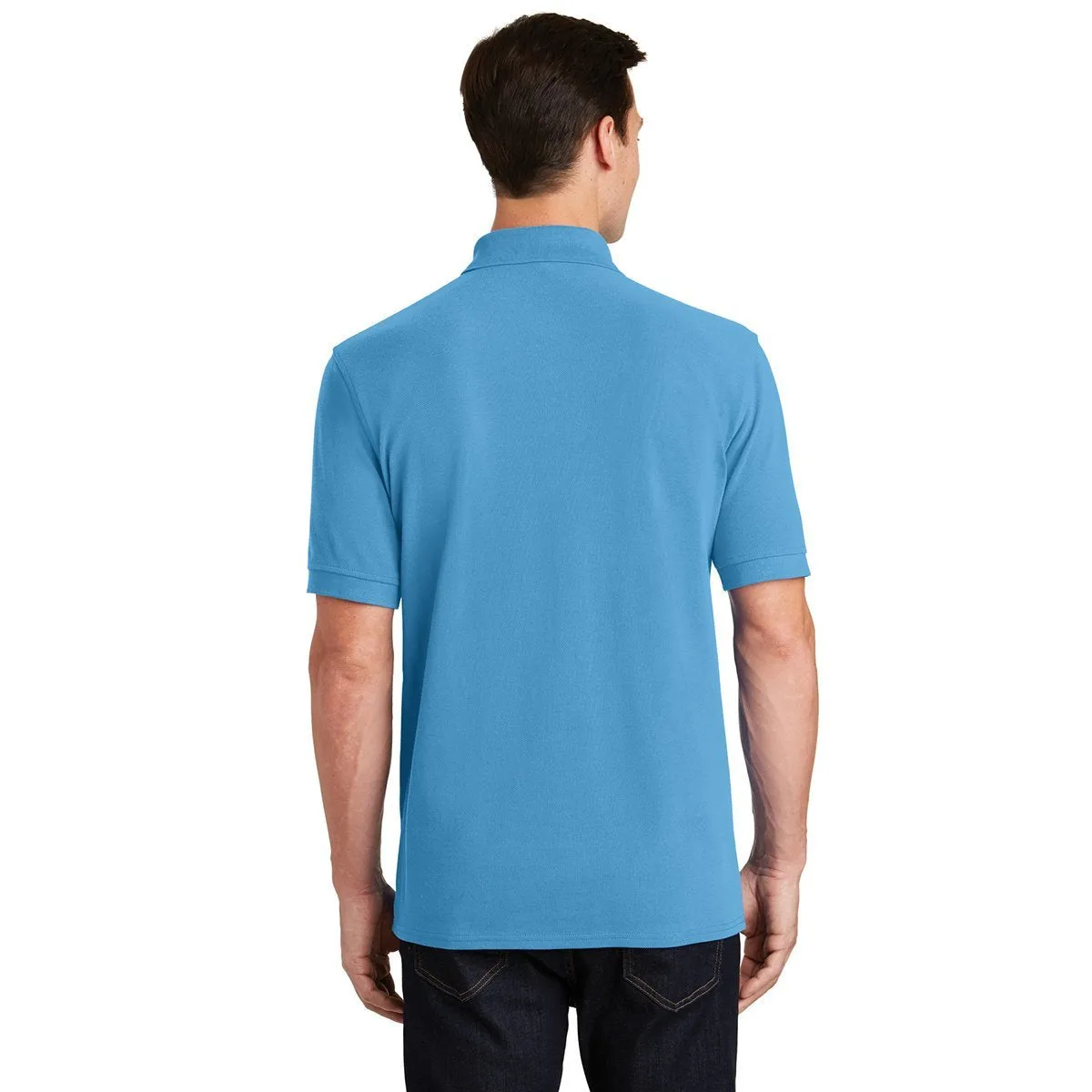 Port & Company Men's Aquatic Blue Ring Spun Pique Polo