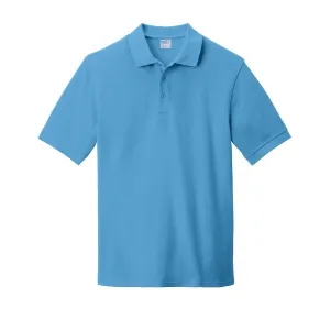 Port & Company Men's Aquatic Blue Ring Spun Pique Polo