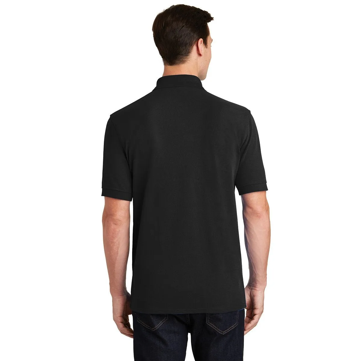 Port & Company Men's Jet Black Ring Spun Pique Polo