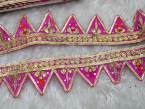 Purple Triangle Gota Work Embroidered Border