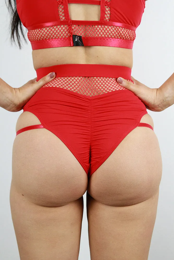 Rarr Felix High Waist Strap Short – Red