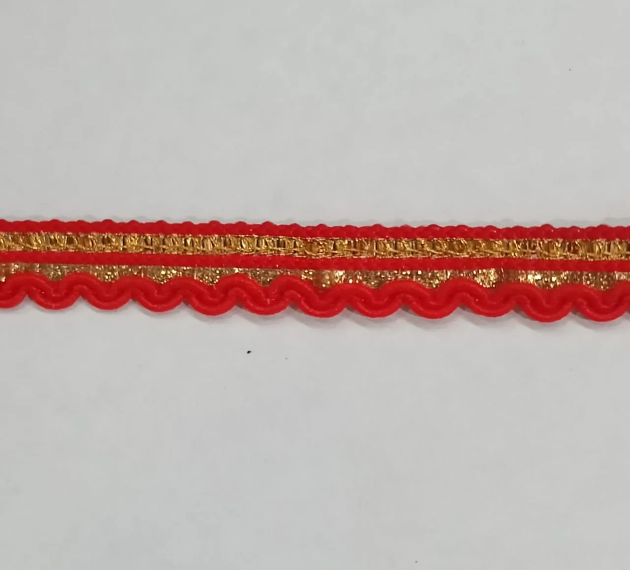 Red Golden Gota and Thread Work Embroidered Border