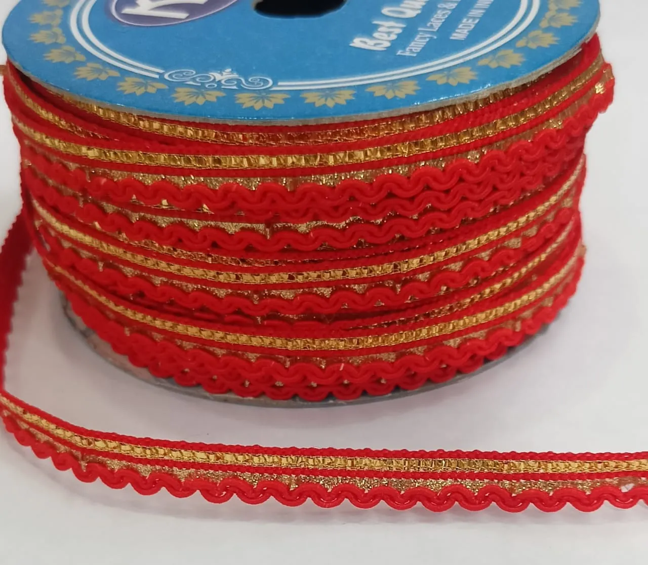Red Golden Gota and Thread Work Embroidered Border