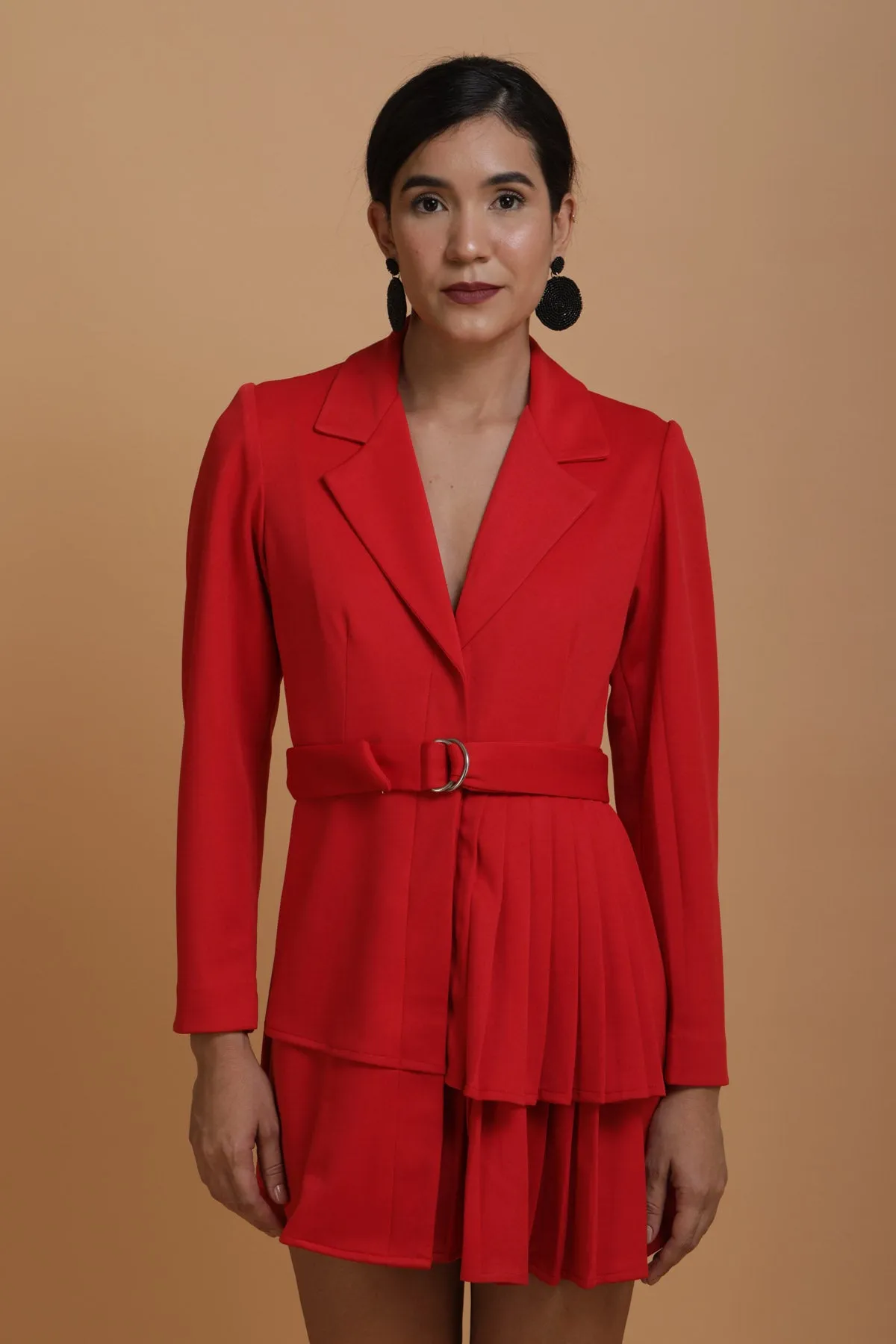 Red Long Blazer Set