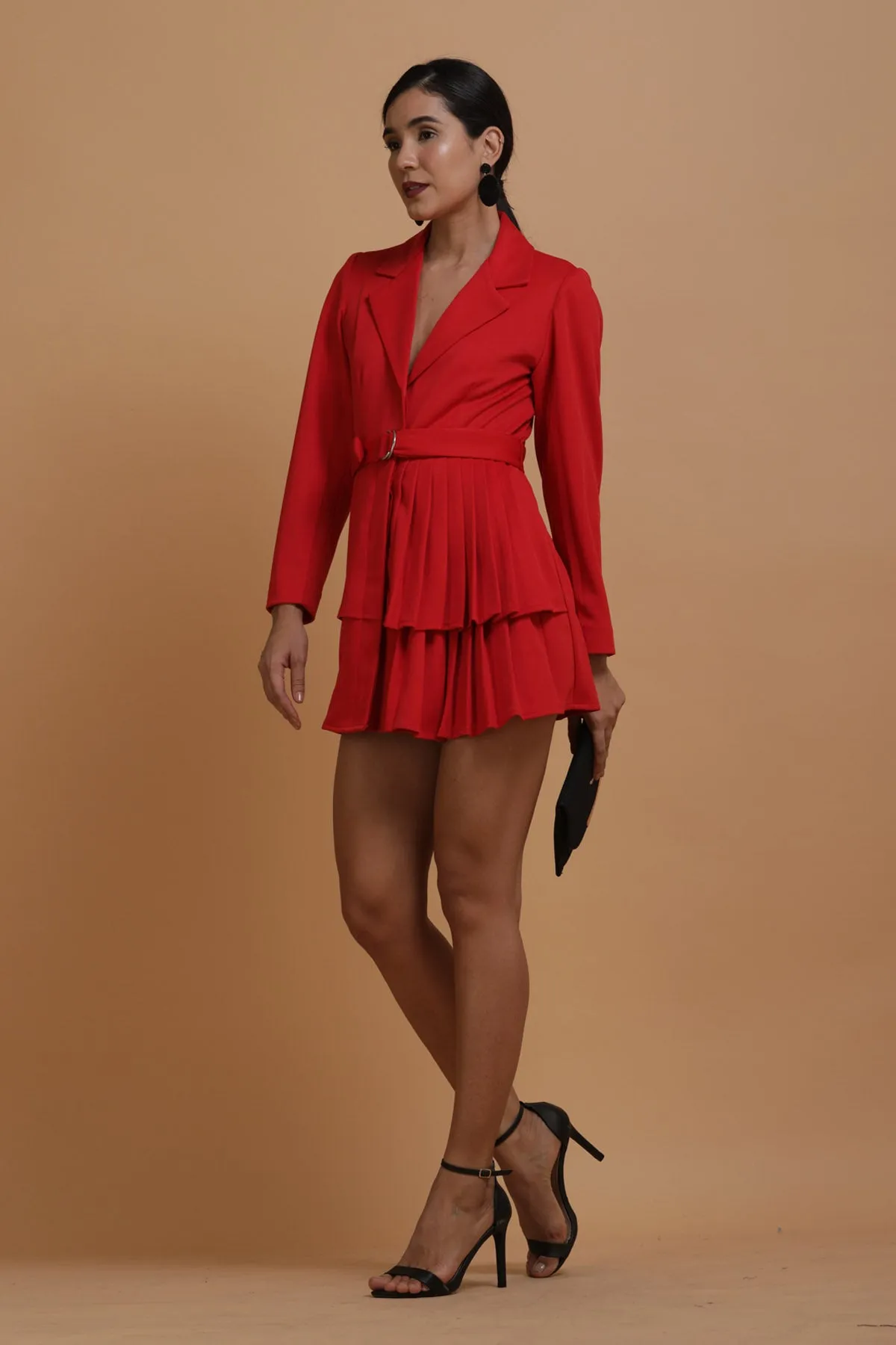Red Long Blazer Set