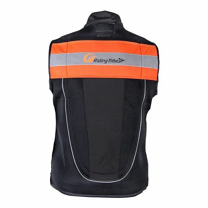 RidingTribe Reflective Waterproof Riding Safety Vest - Black   Orange