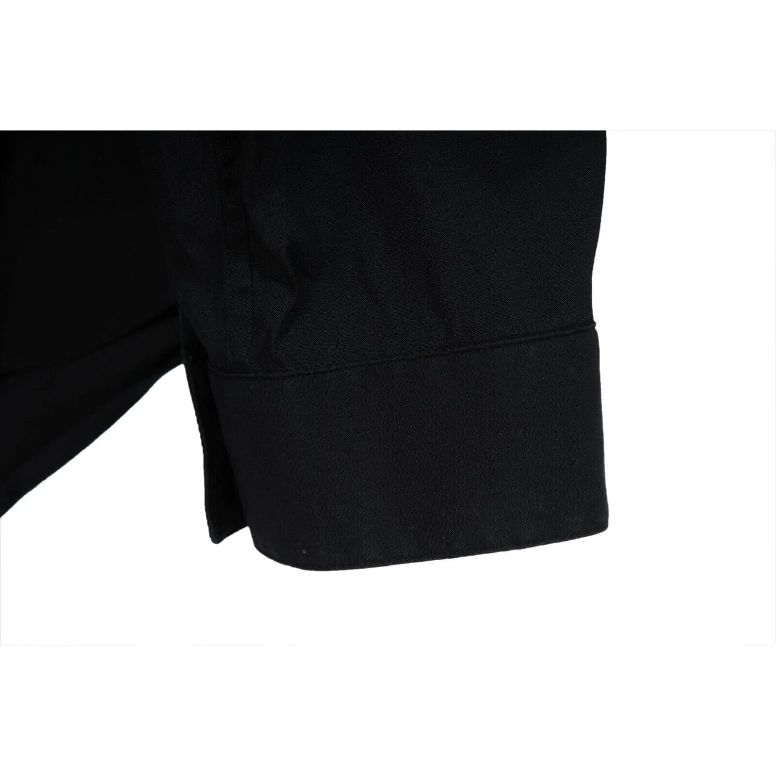 Ring Snap Button Down Shirt Black Cotton Stretch Long Sleeve
