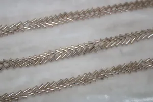 Rose Gold Cutdana Beads Embroidered Border