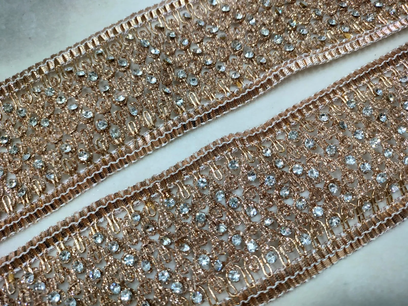 Rose Gold Embellished Stone Trim