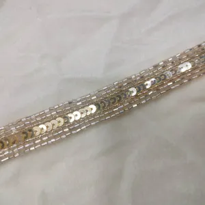 Rose Gold Sequins Work Embellished Handwork Trim (Wholesale)