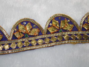 Royal Blue Scalloped Gota Work Embroidered Border