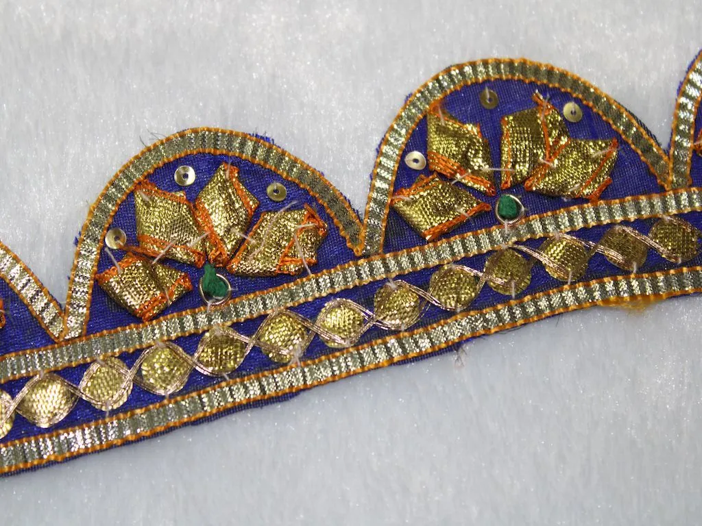 Royal Blue Scalloped Gota Work Embroidered Border