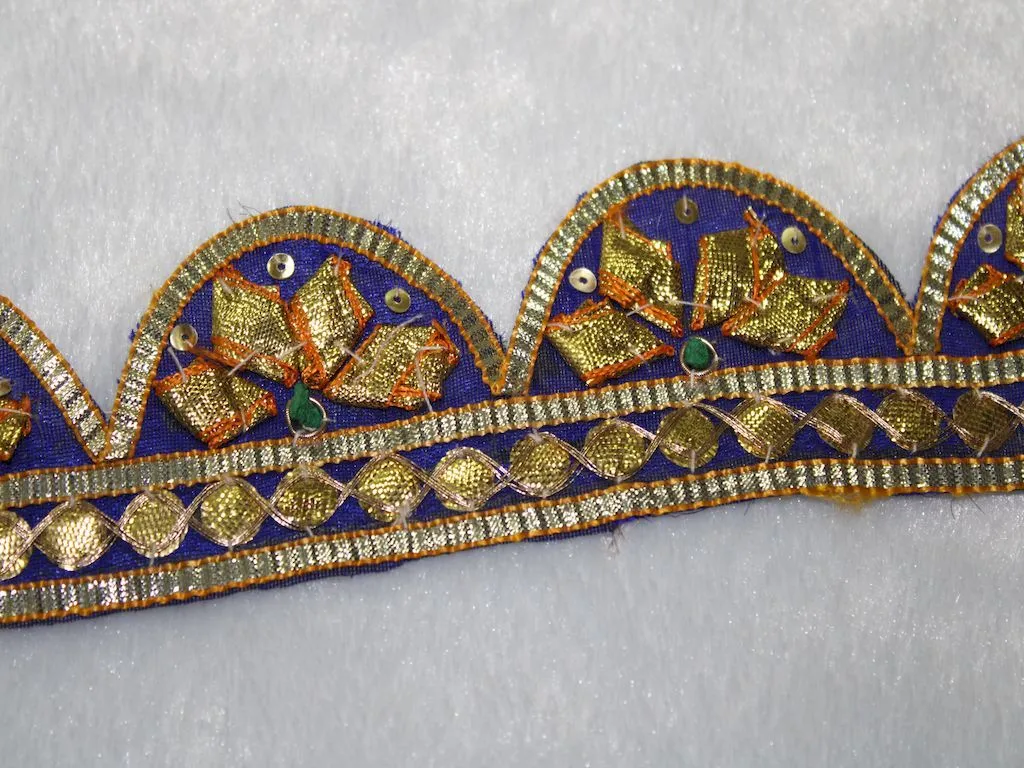 Royal Blue Scalloped Gota Work Embroidered Border