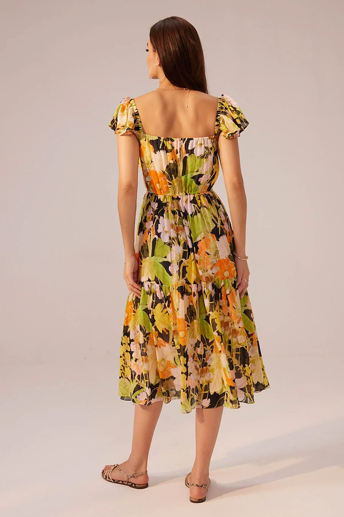 Ruffled Sleeve Floral Dress
