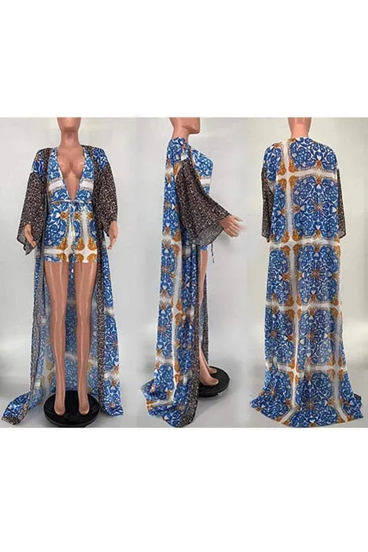 SA305 Long Kimono Swimsuit Set