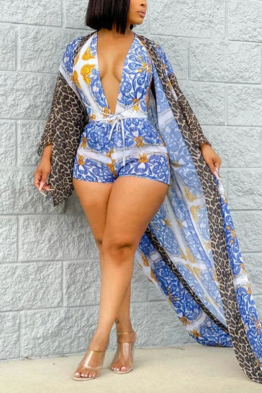 SA305 Long Kimono Swimsuit Set