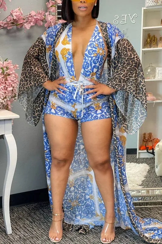 SA305 Long Kimono Swimsuit Set